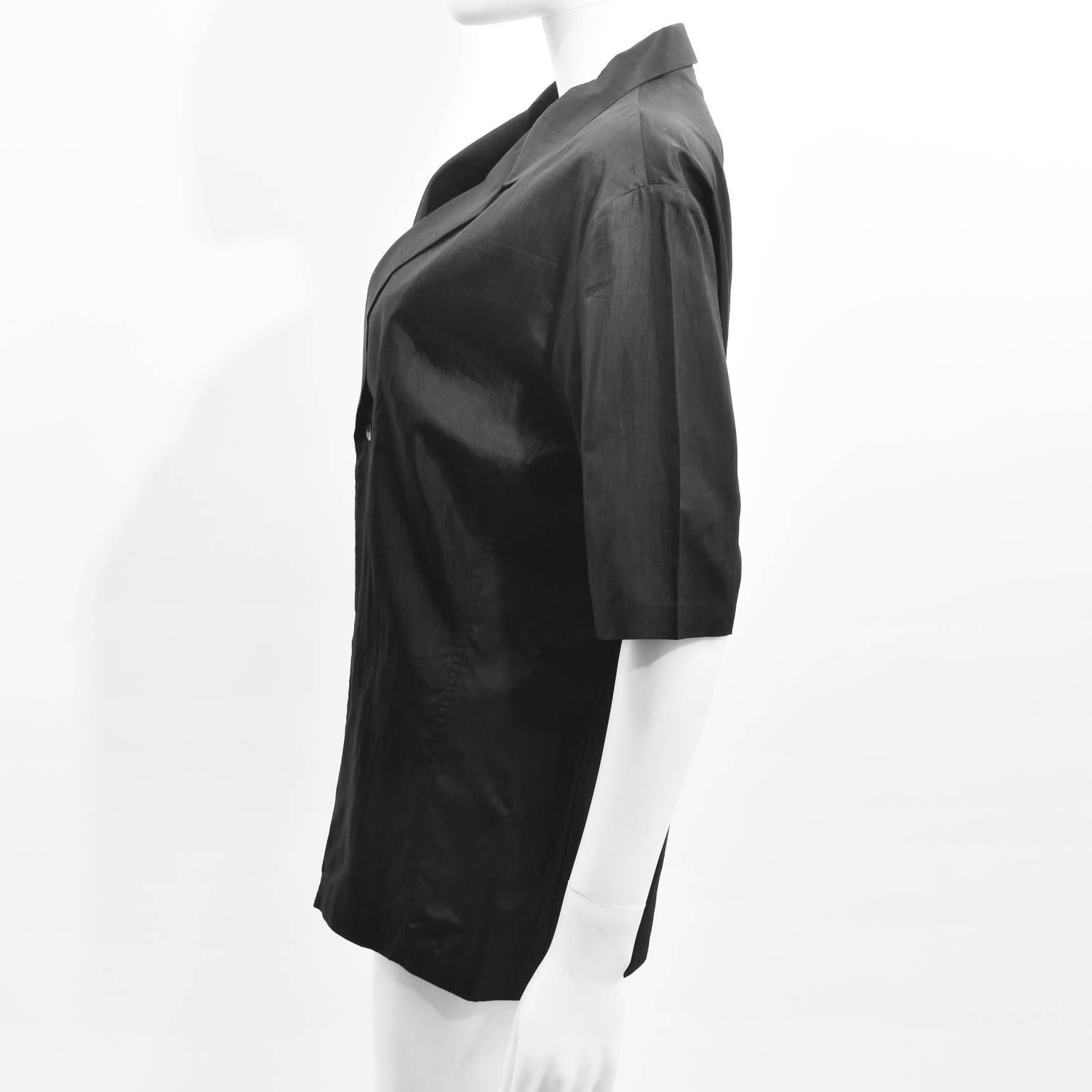 Yohji Yamamoto Black Silk Double Breasted Shirt In Excellent Condition For Sale In London, GB
