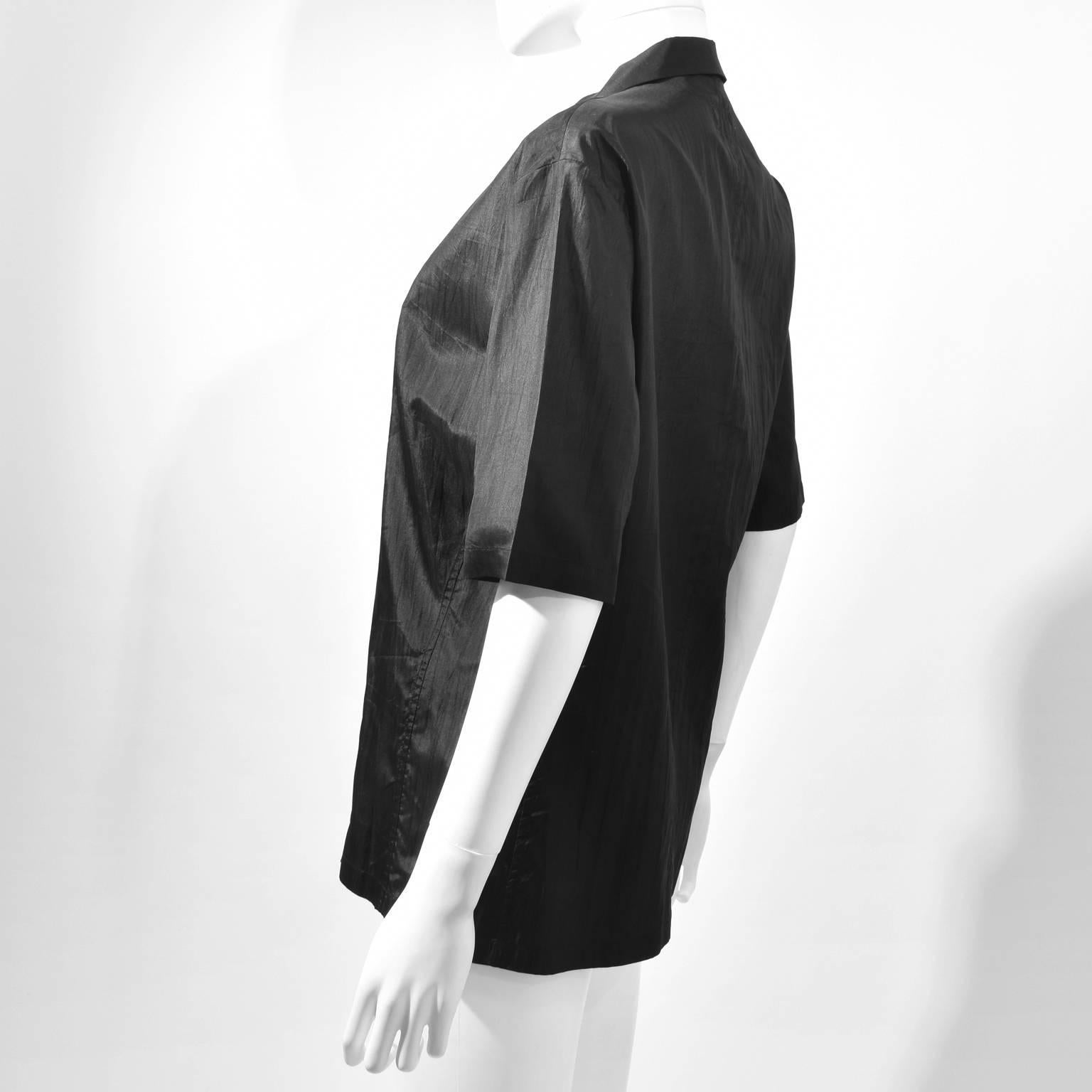 Women's Yohji Yamamoto Black Silk Double Breasted Shirt For Sale
