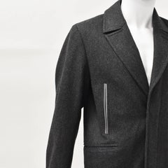 Alexander McQueen Grey Wool Jacket with Leather Details