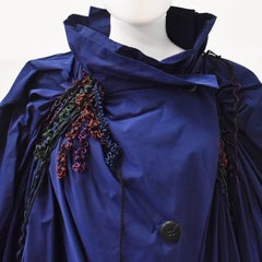 Issey Miyake Blue Wrap Around Gathered Tech Jacket With Multicolour Cord Detail