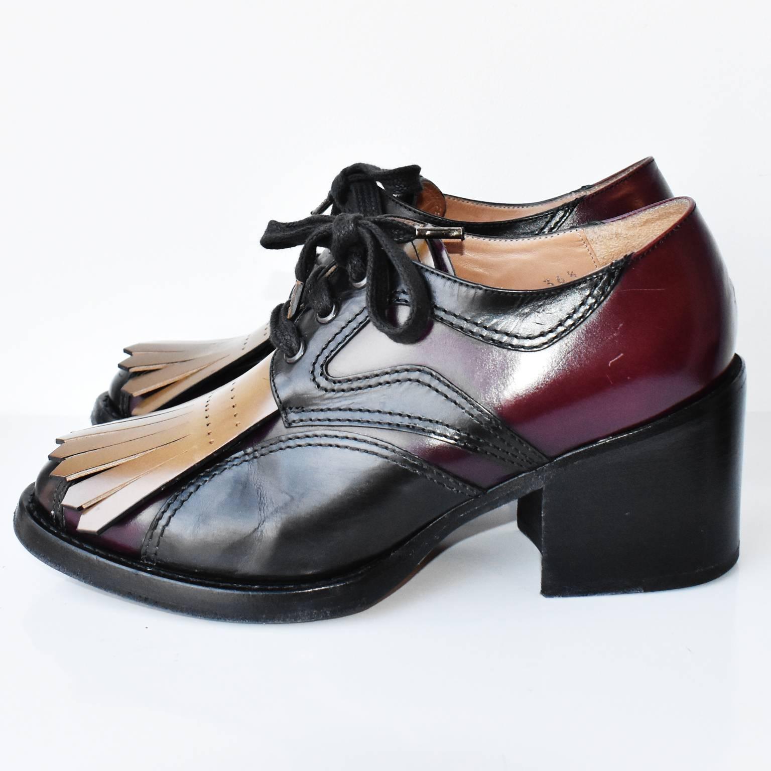 Women's Dries Van Noten Kiltie Block-Heel Oxford Pump For Sale