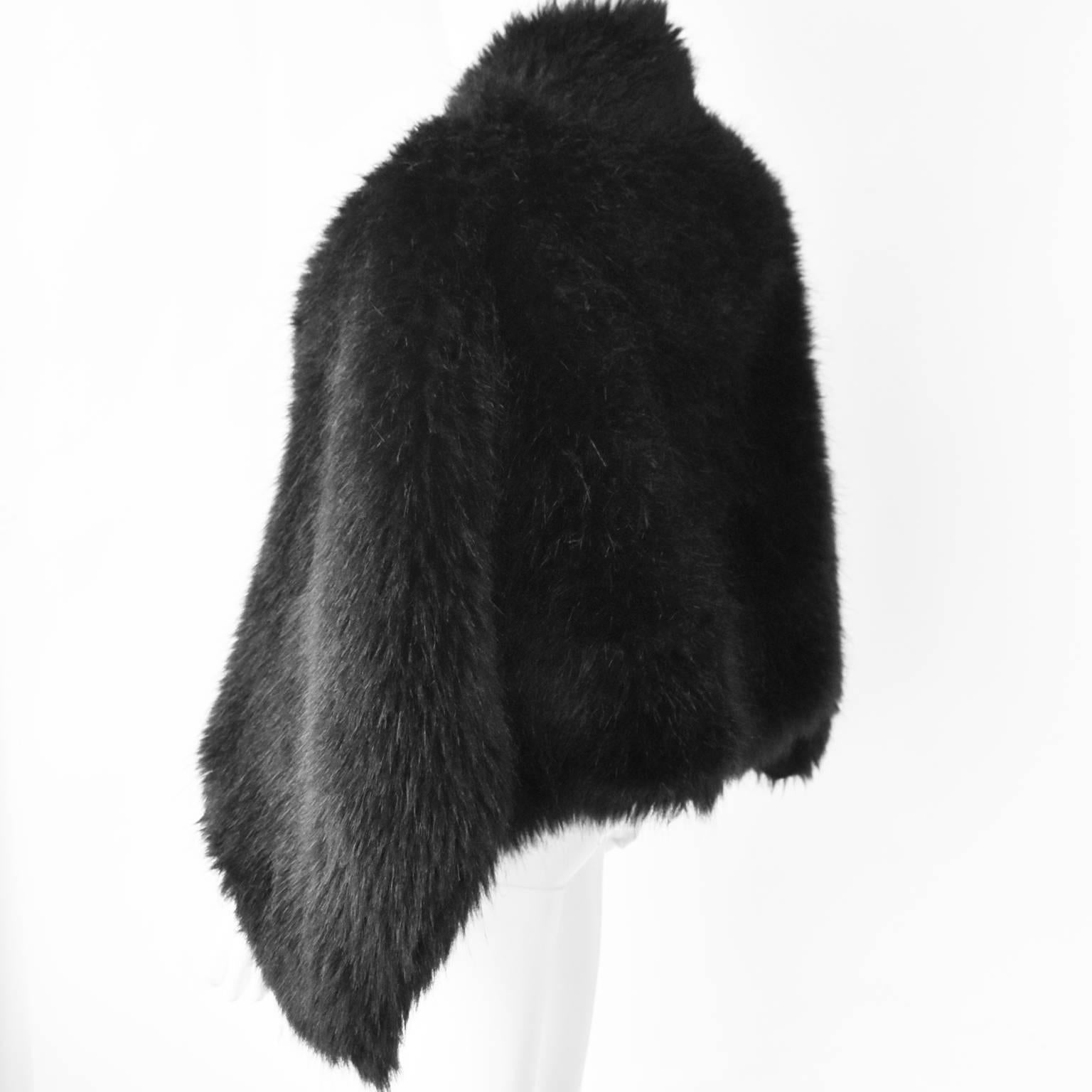 Junya Watanabe Black Faux-Fur Cape Jacket In Excellent Condition For Sale In London, GB