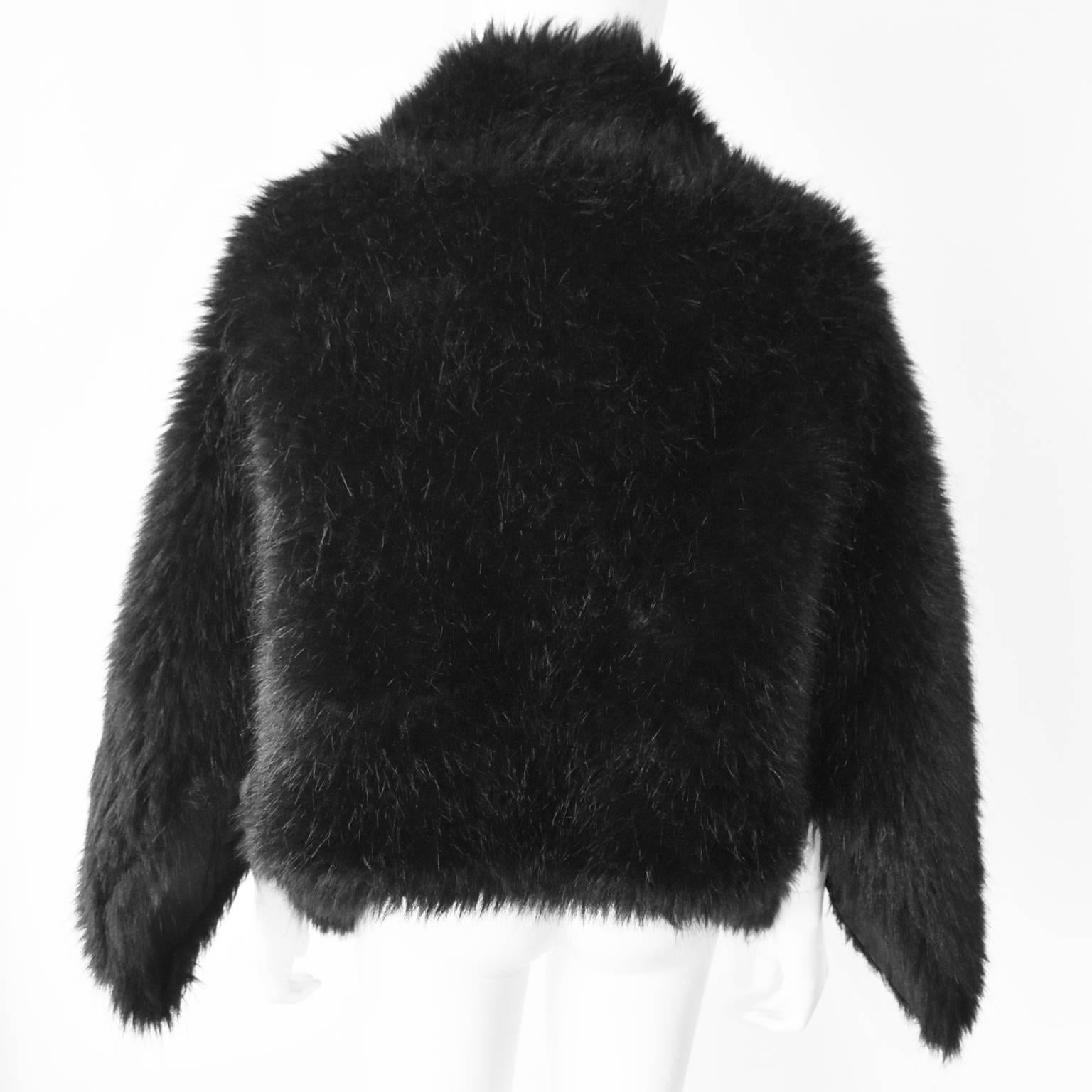 Women's Junya Watanabe Black Faux-Fur Cape Jacket For Sale