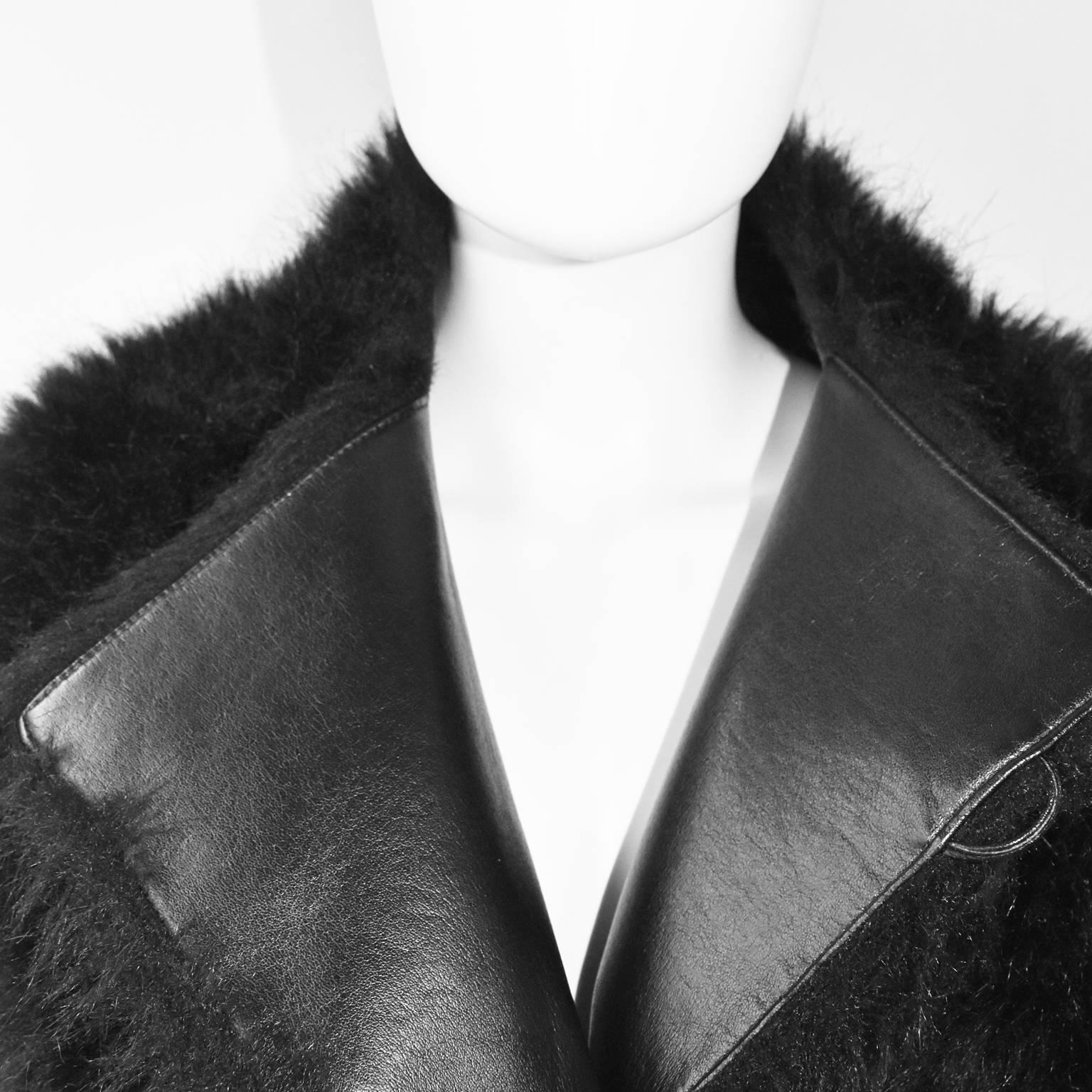Junya Watanabe Black Faux-Fur Cape Jacket For Sale 1