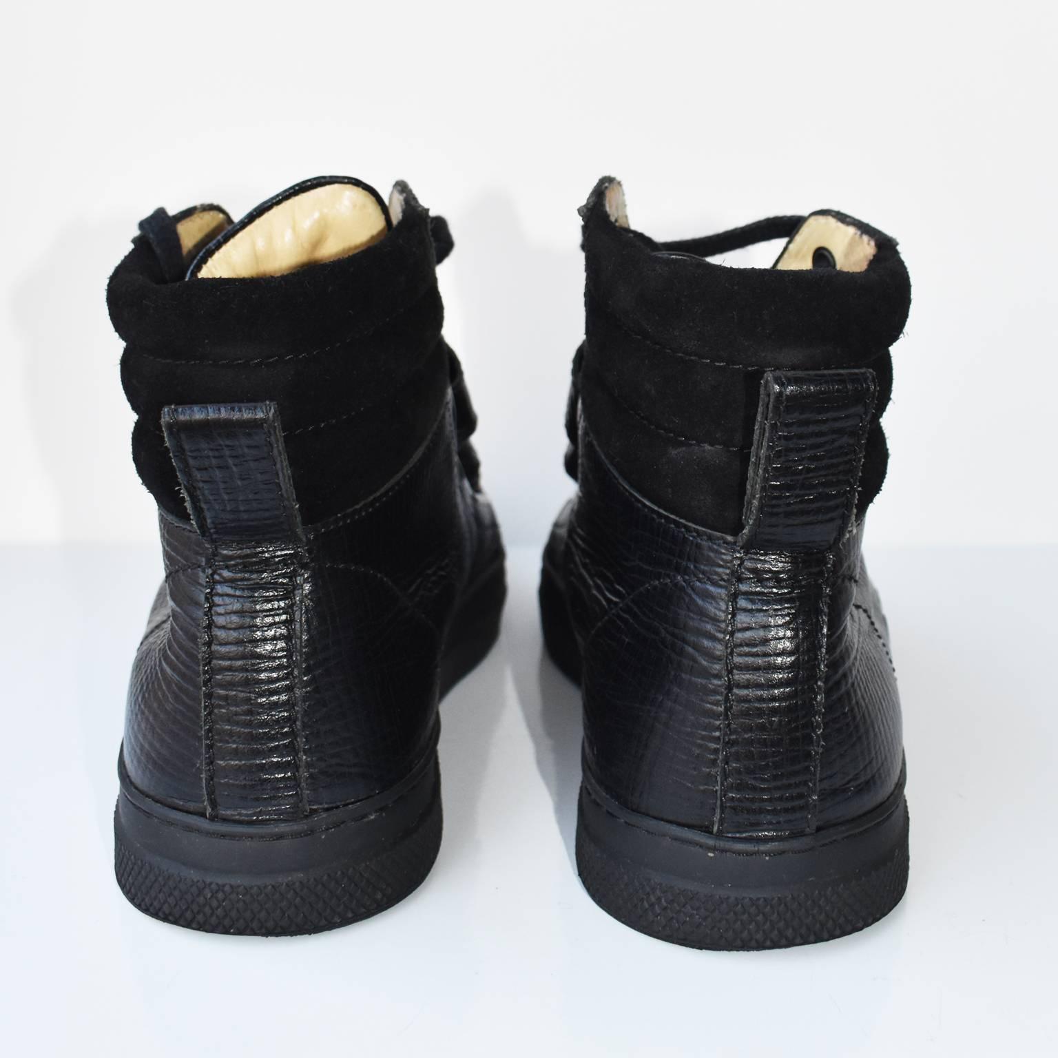 Jean Paul Gaultier Black Leather High Top Trainers For Sale 2