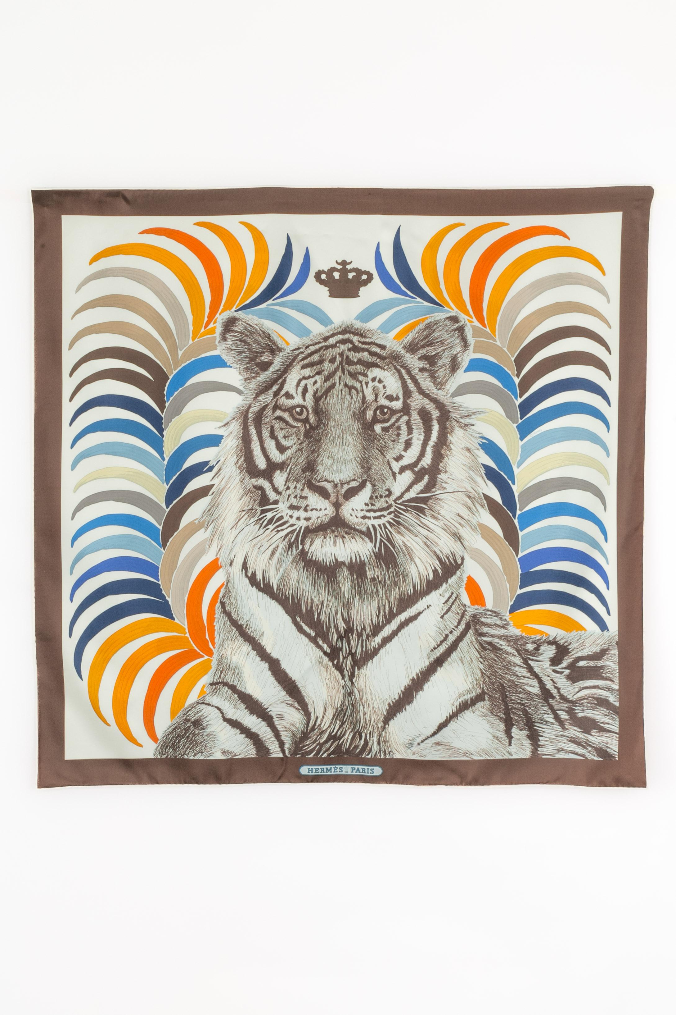 Foulard / pañuelo Hermès doble cara 'tigre real en venta