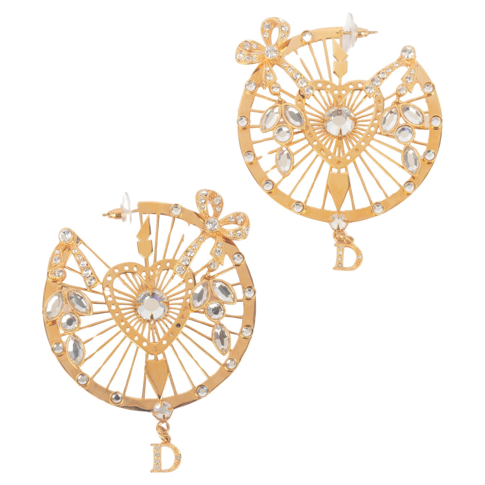 Orecchini Christian Dior Acchiappasogni con fiocchi tempestati di strass in vendita