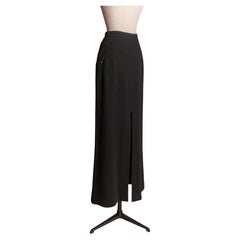 Chanel Black Wool Long Skirt, 1996