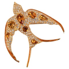 Broche Swallow de Christian Dior en métal doré