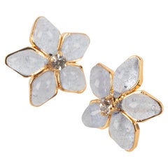 Boucles d'oreilles Augustine en métal doré gris-bleu