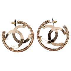 Chanel Golden Metal Large Hoop Earrings, 2022