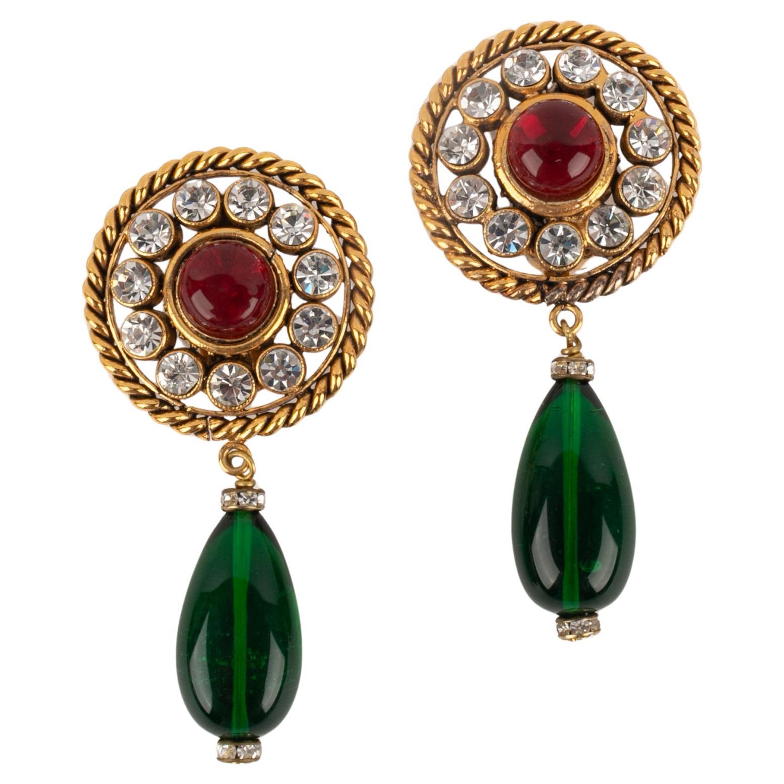 Chanel Golden Metal Earrings, 2cc3 For Sale