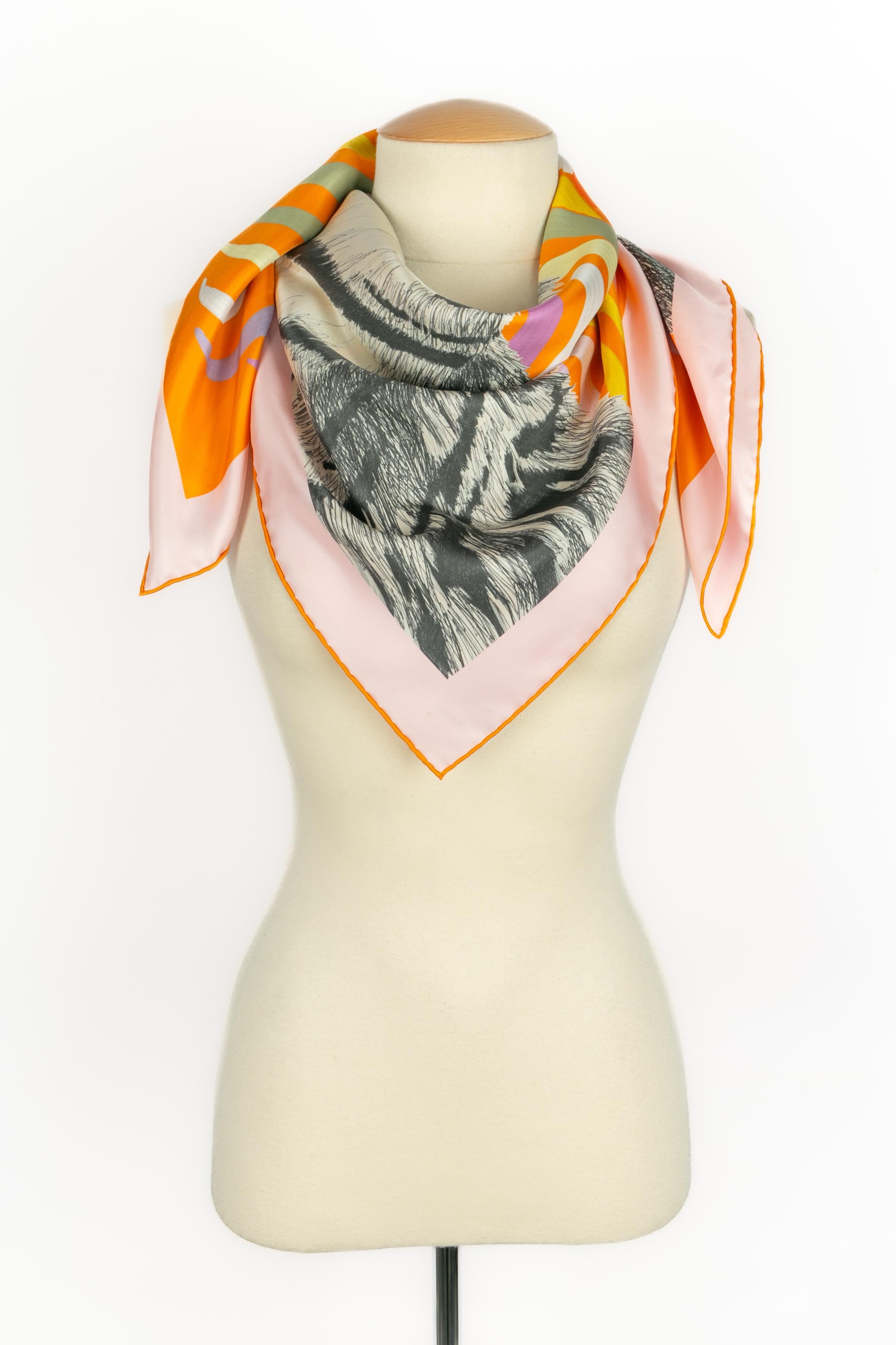 Foulard / pañuelo Hermès doble cara 'tigre real en venta 1