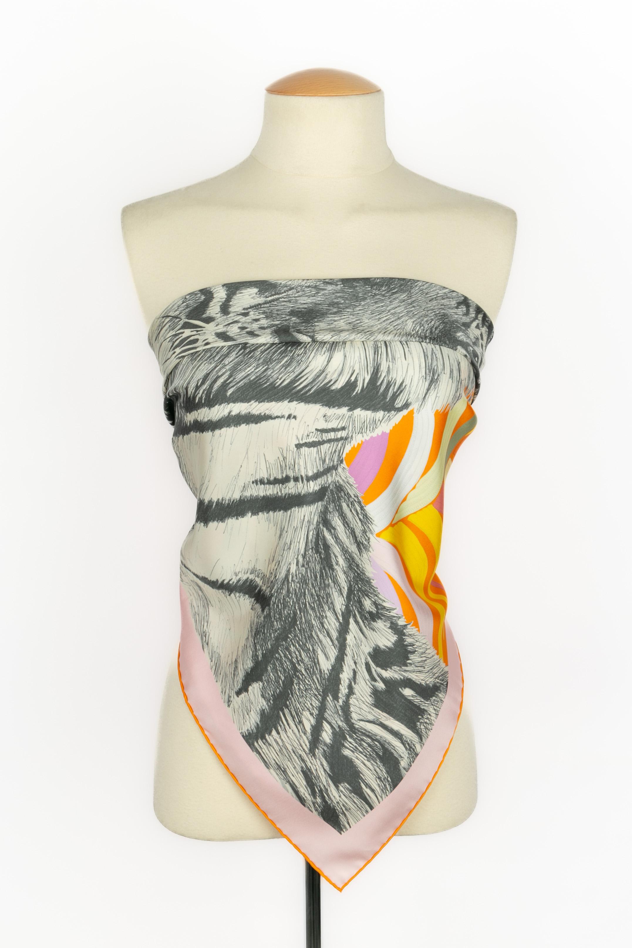 Foulard / pañuelo Hermès doble cara 'tigre real en venta 2