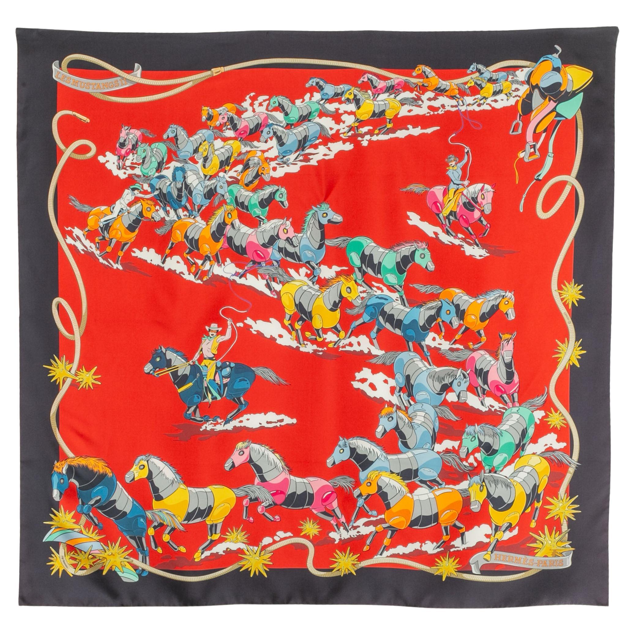 Foulard / écharpe double face 'Mustangs II' Hermès