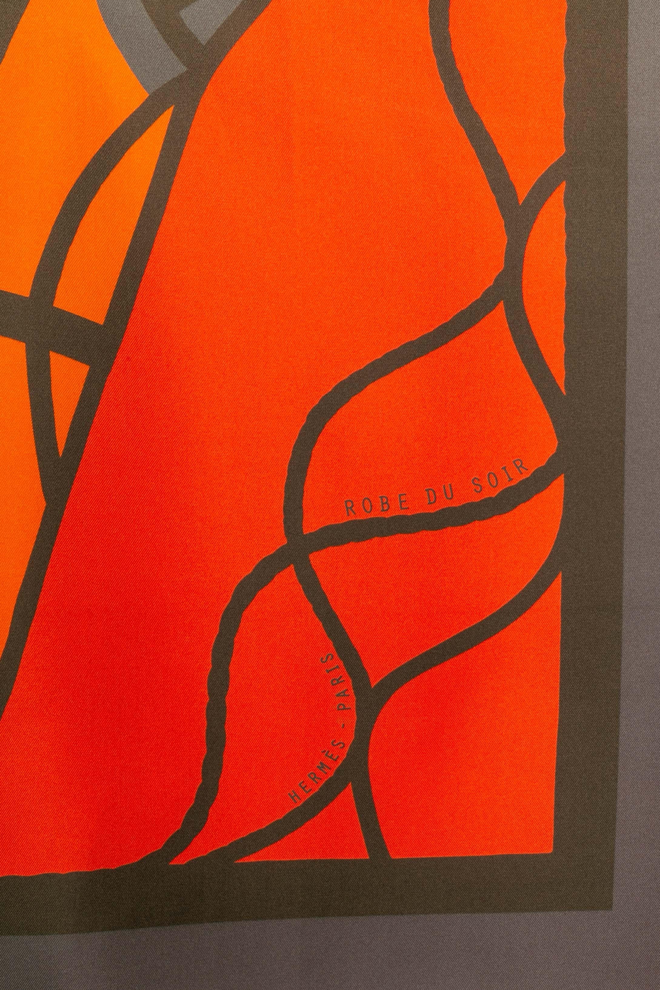 Marrone Foulard / sciarpa Hermès a due facce 'Abito da sera pop' in vendita