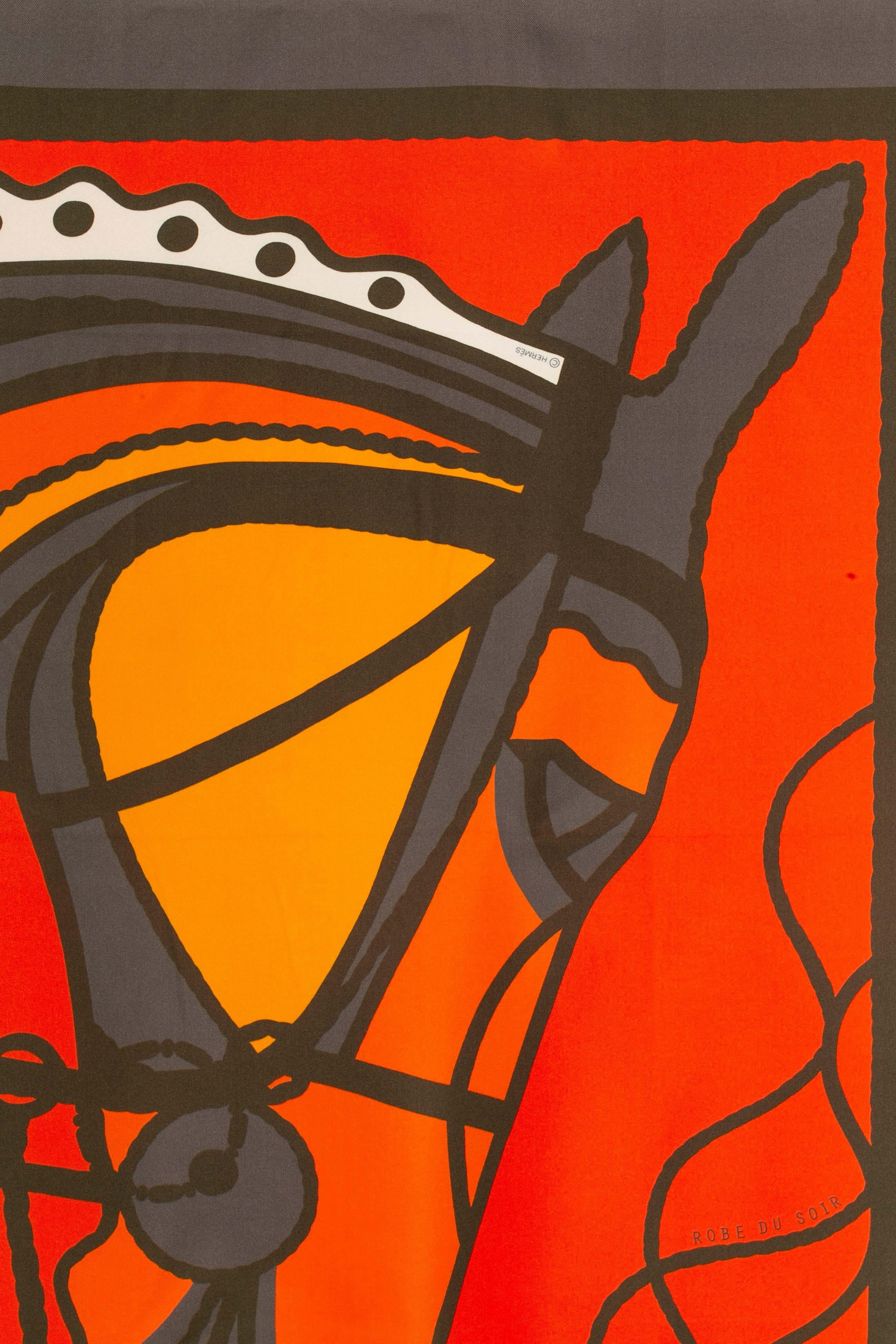Foulard / sciarpa Hermès a due facce 'Abito da sera pop' In condizioni ottime in vendita a SAINT-OUEN-SUR-SEINE, FR