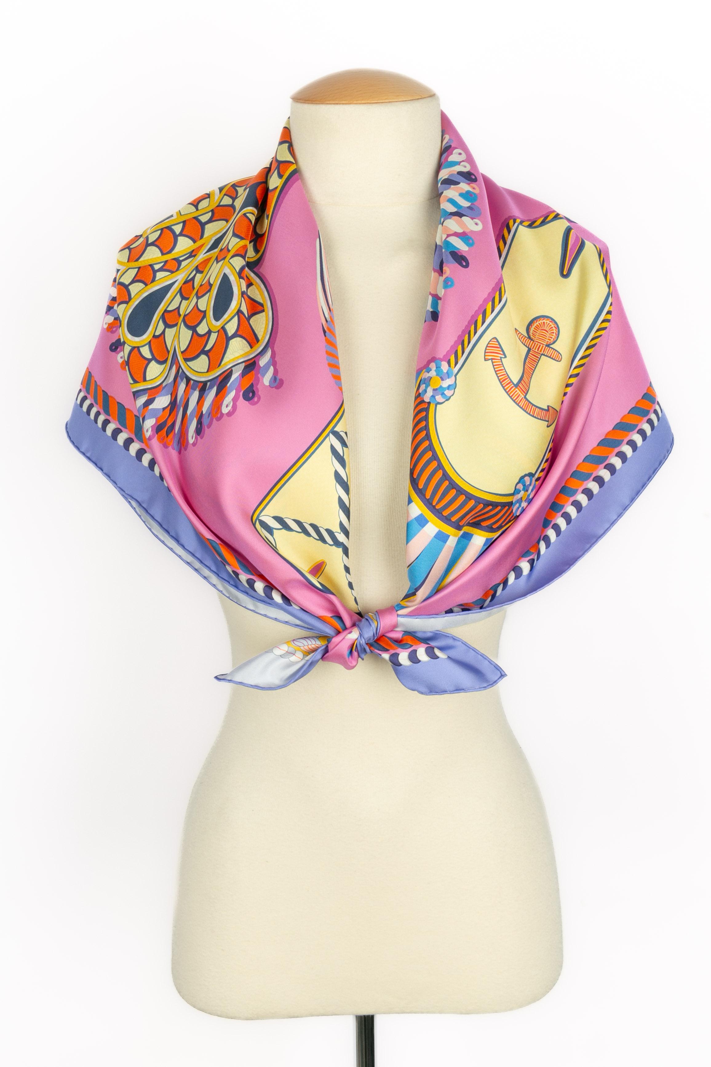 Foulard / sciarpa Hermès 'Gala epaulettes' a due lati In condizioni ottime in vendita a SAINT-OUEN-SUR-SEINE, FR