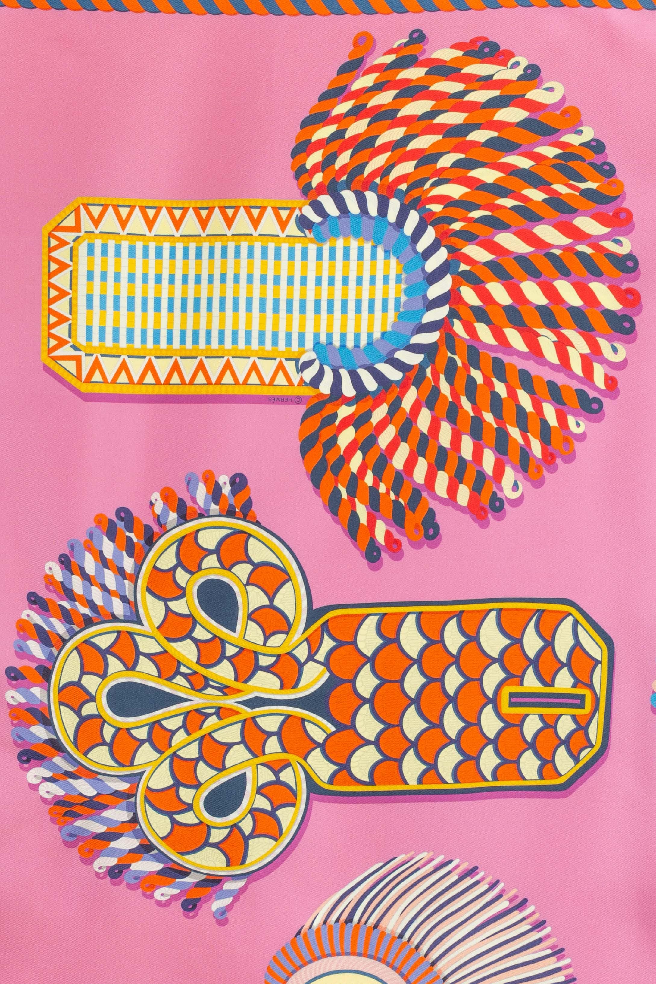 Foulard / sciarpa Hermès 'Gala epaulettes' a due lati In condizioni ottime in vendita a SAINT-OUEN-SUR-SEINE, FR