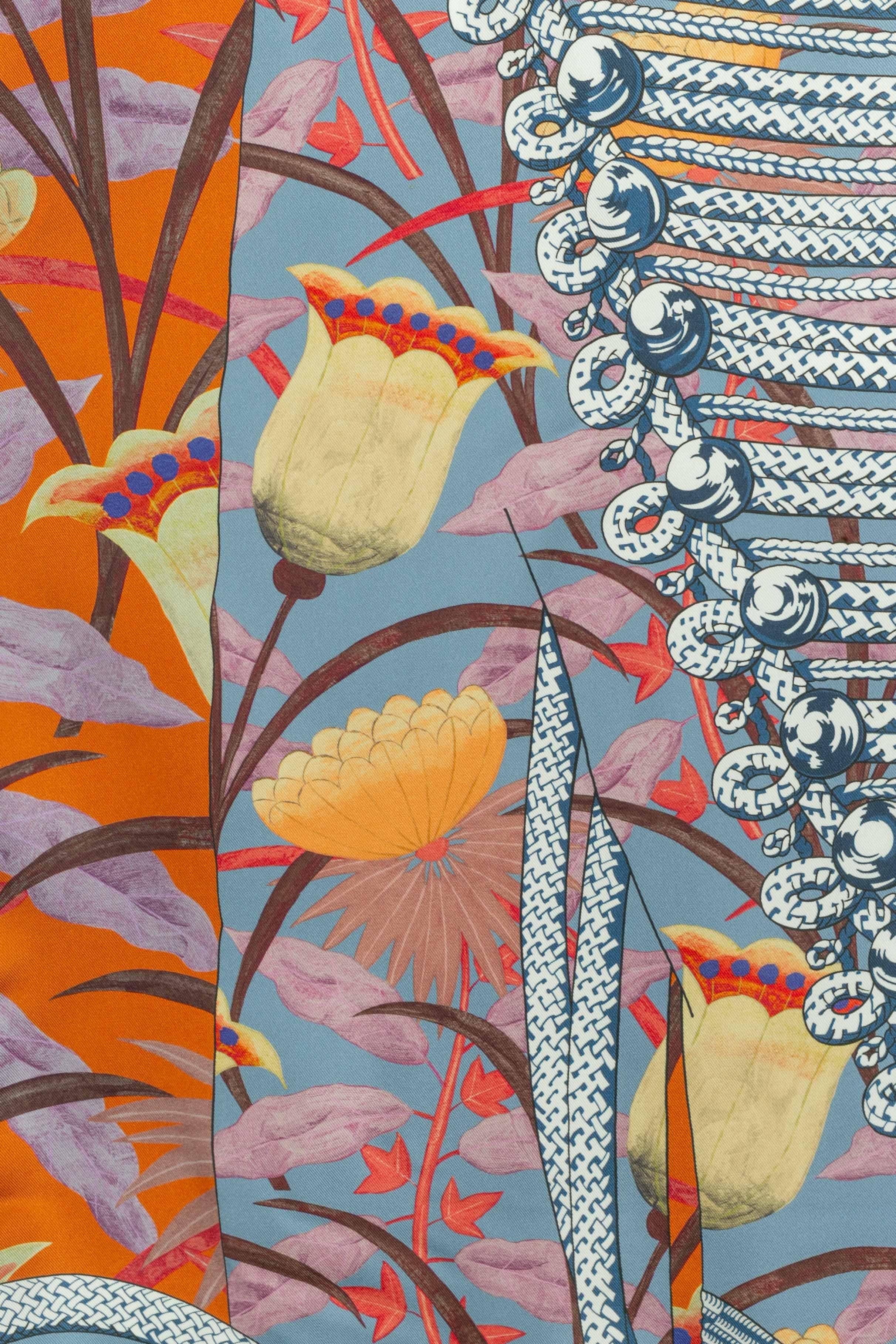 Foulard / sciarpa 'flower brandenburgs' di Hermès a due lati in vendita 1