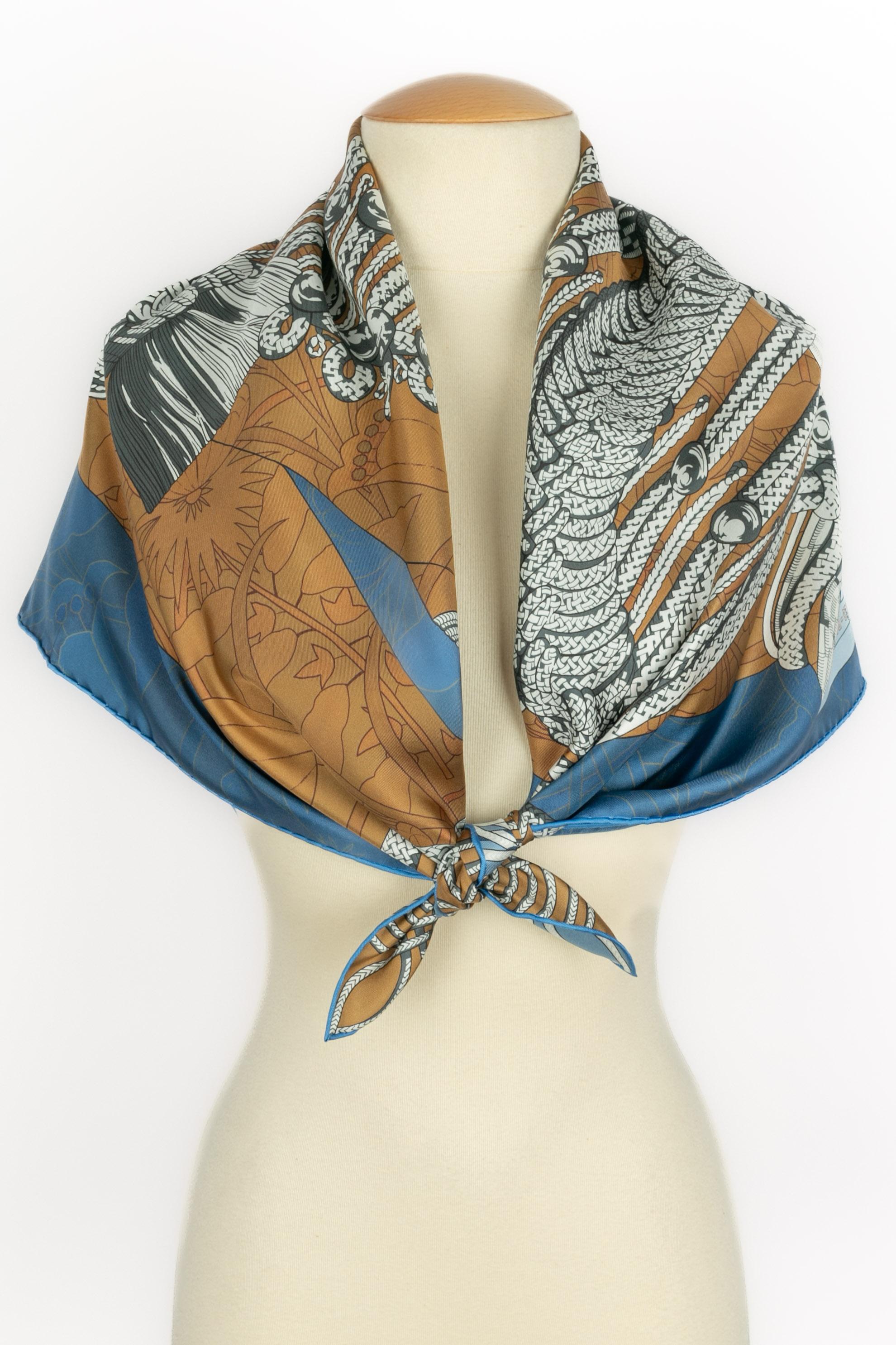 Foulard / sciarpa 'flower brandenburgs' di Hermès a due lati in vendita 3