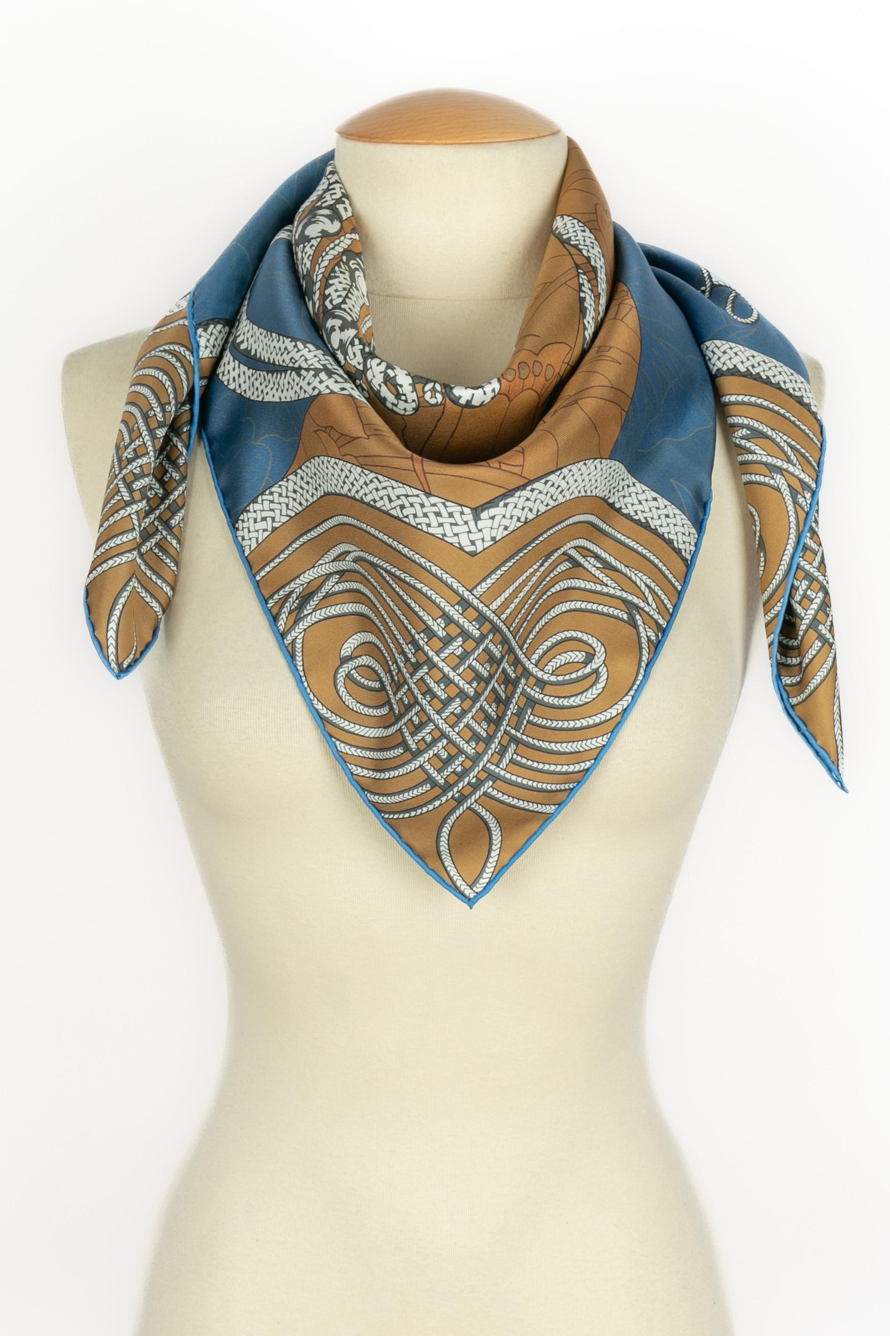 Foulard / sciarpa 'flower brandenburgs' di Hermès a due lati in vendita 4