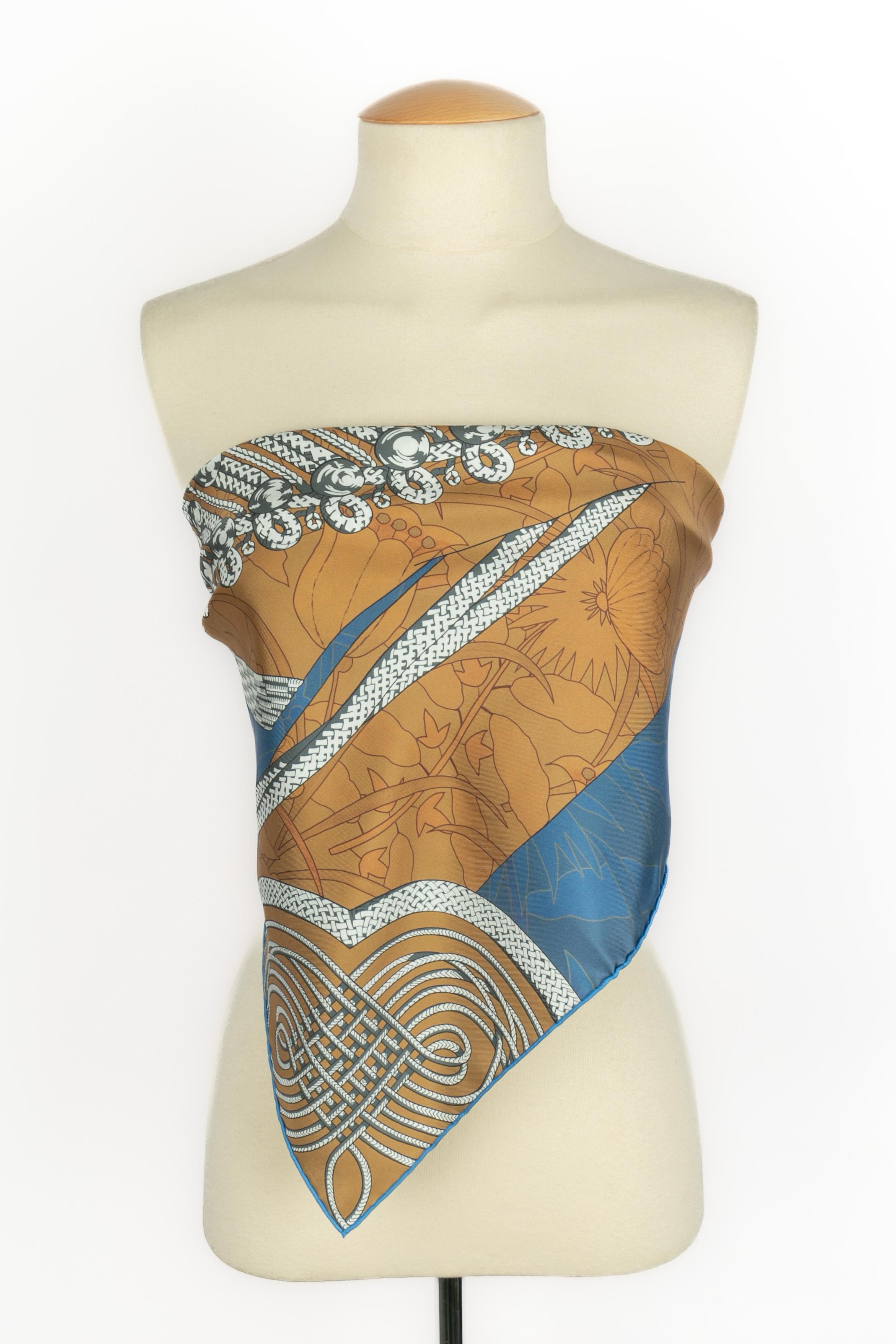 Foulard / sciarpa 'flower brandenburgs' di Hermès a due lati in vendita 5