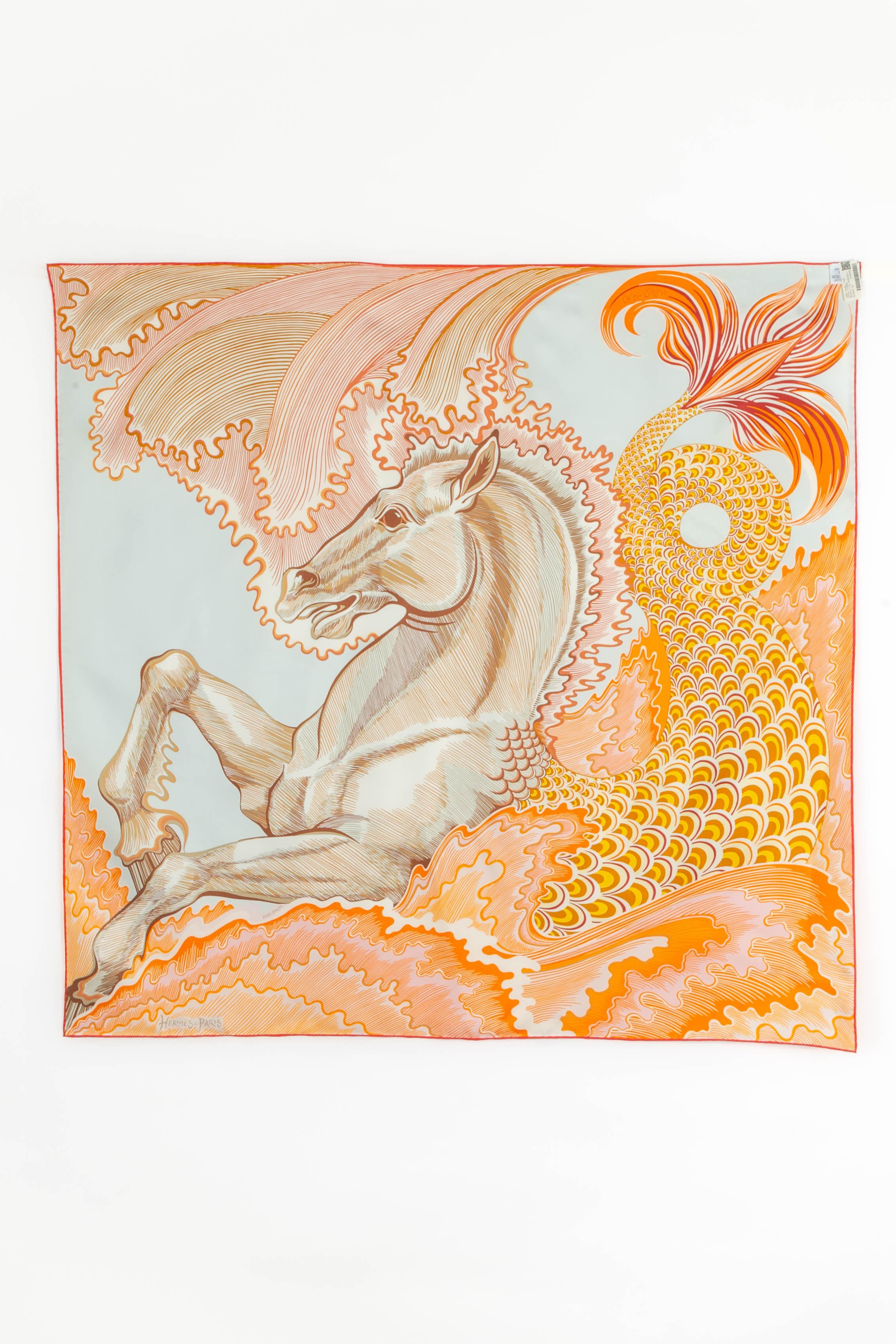 Foulard / sciarpa 'Horse-Mermaid' di Hermès a due lati 1