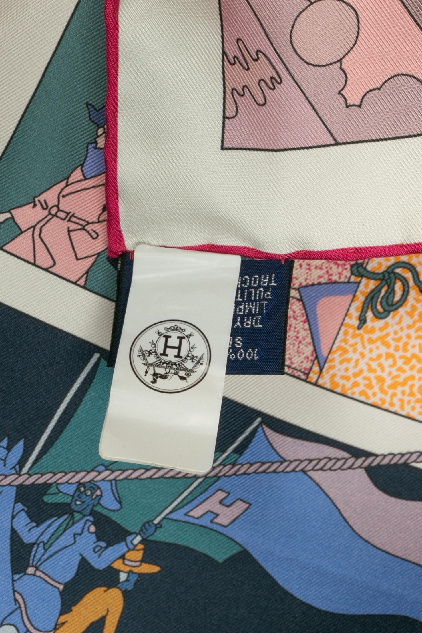 Foulard / pañuelo Hermès de doble cara 'Fábrica Hermès en venta 3