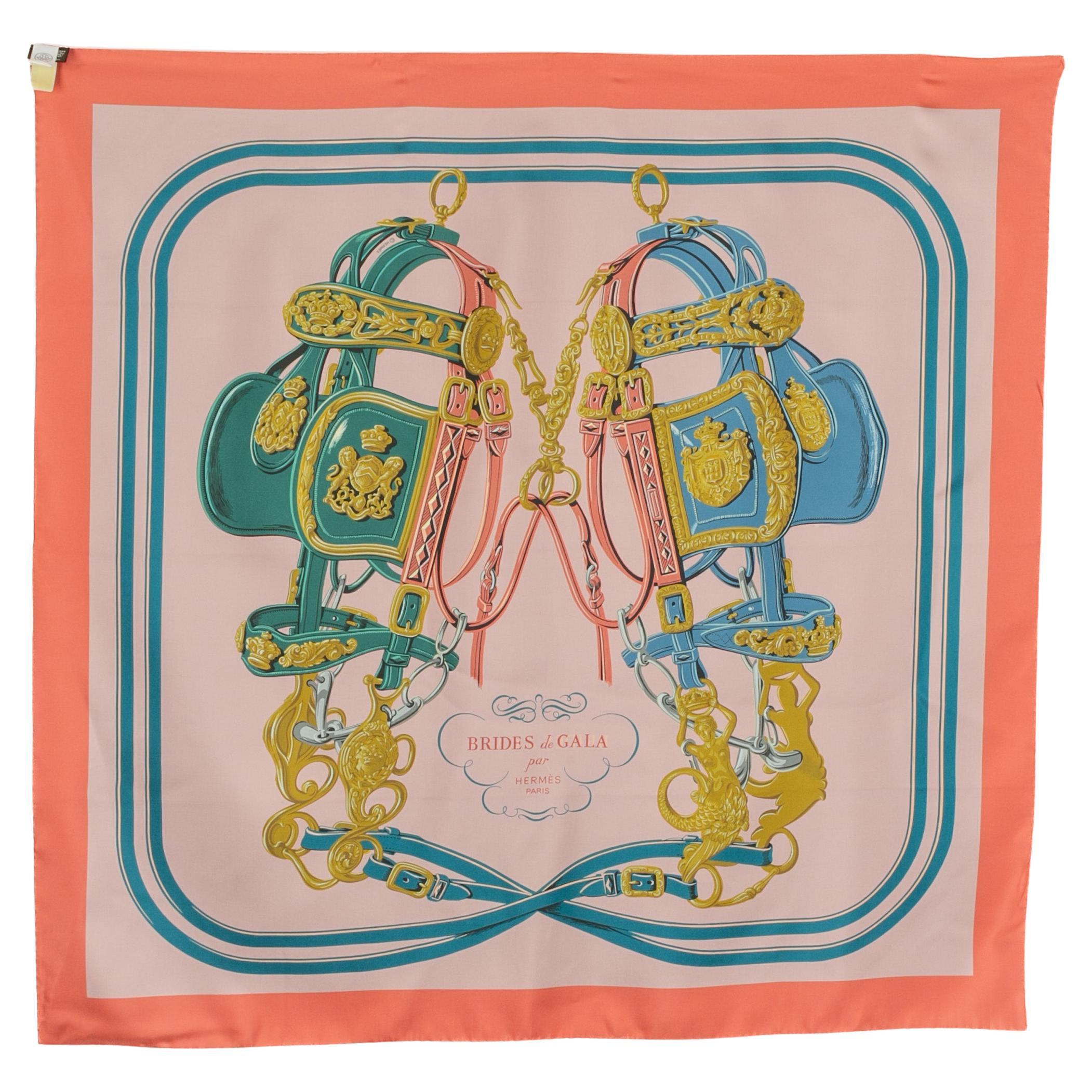 Foulard / sciarpa Hermès a due facce 'Briglia di Gala' in vendita