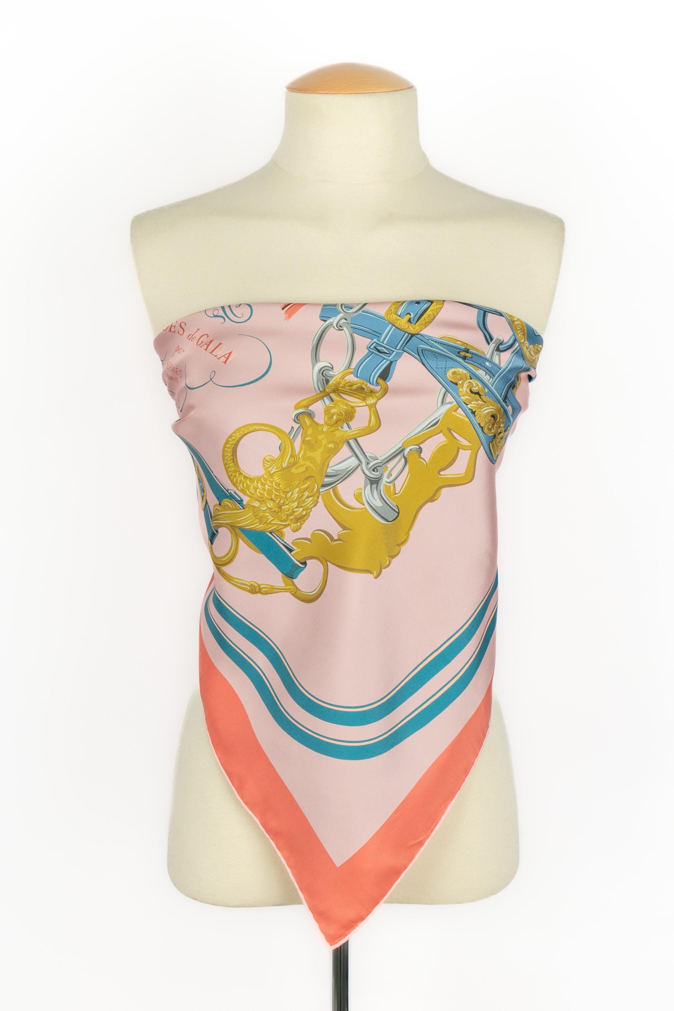 Foulard / sciarpa Hermès a due facce 'Briglia di Gala' in vendita 5