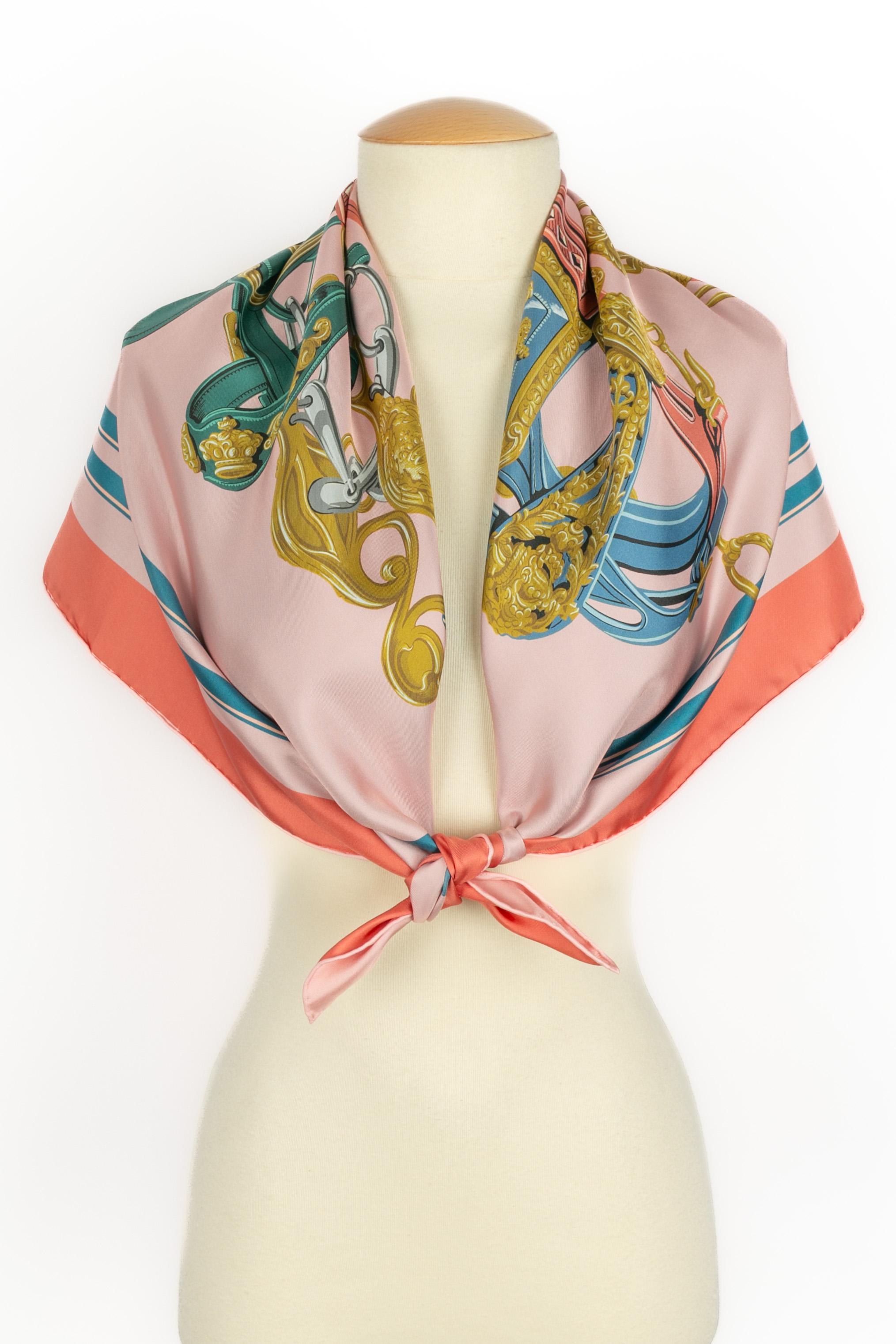 Foulard / sciarpa Hermès a due facce 'Briglia di Gala' in vendita 3