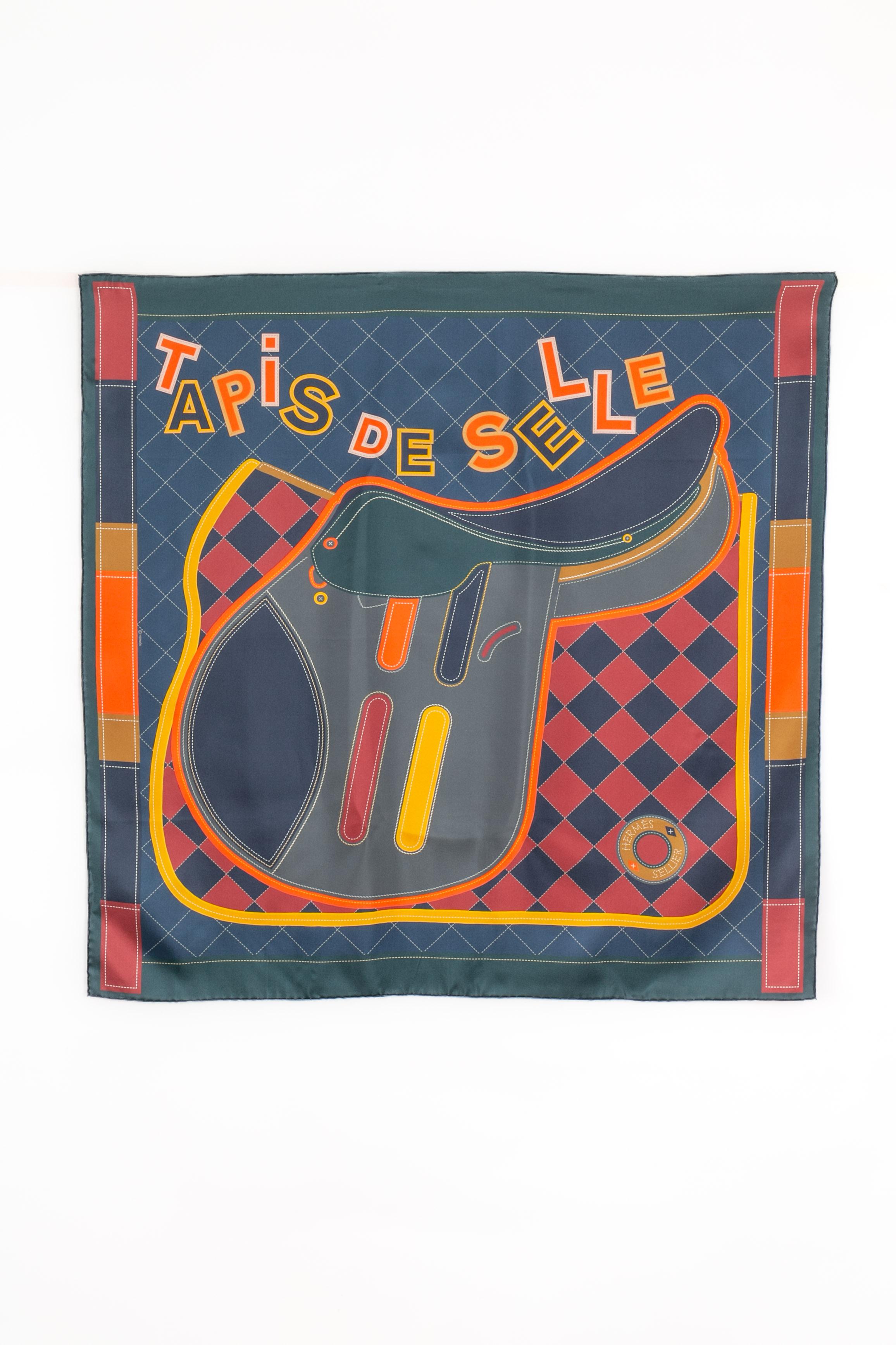 Hermès - (Fabriqué en France) Foulard double face en twill de soie intitulé 