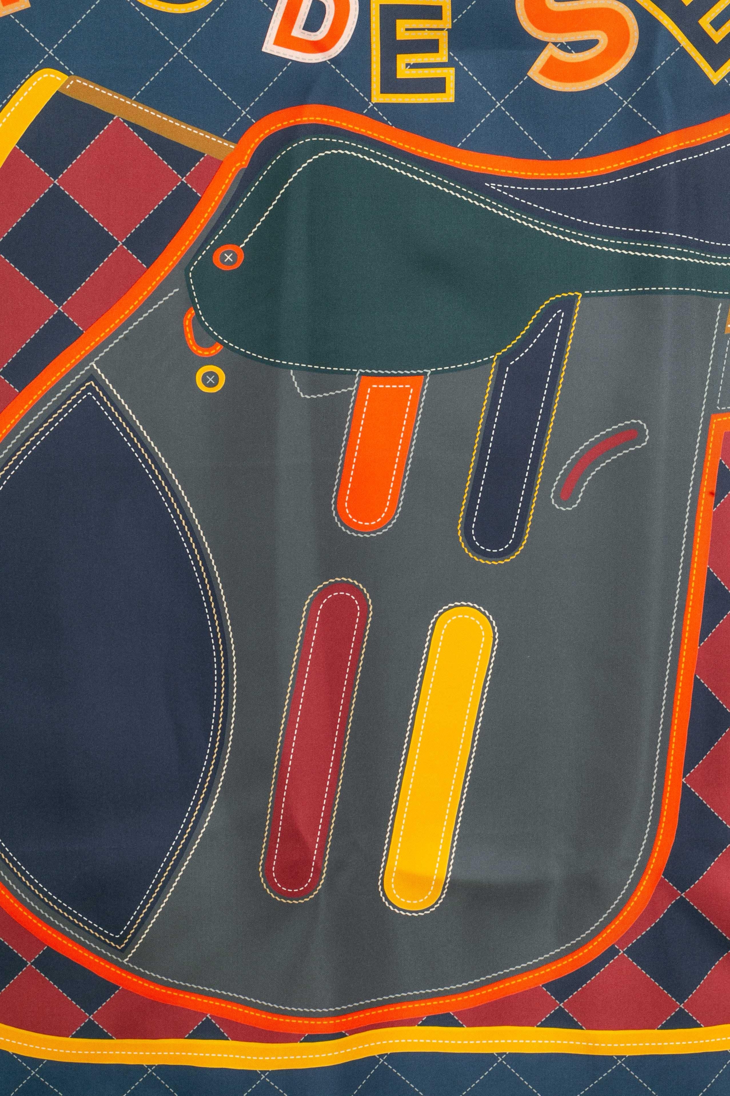 Foulard / écharpe double face 'saddle cloth' d'Hermès Excellent état - En vente à SAINT-OUEN-SUR-SEINE, FR