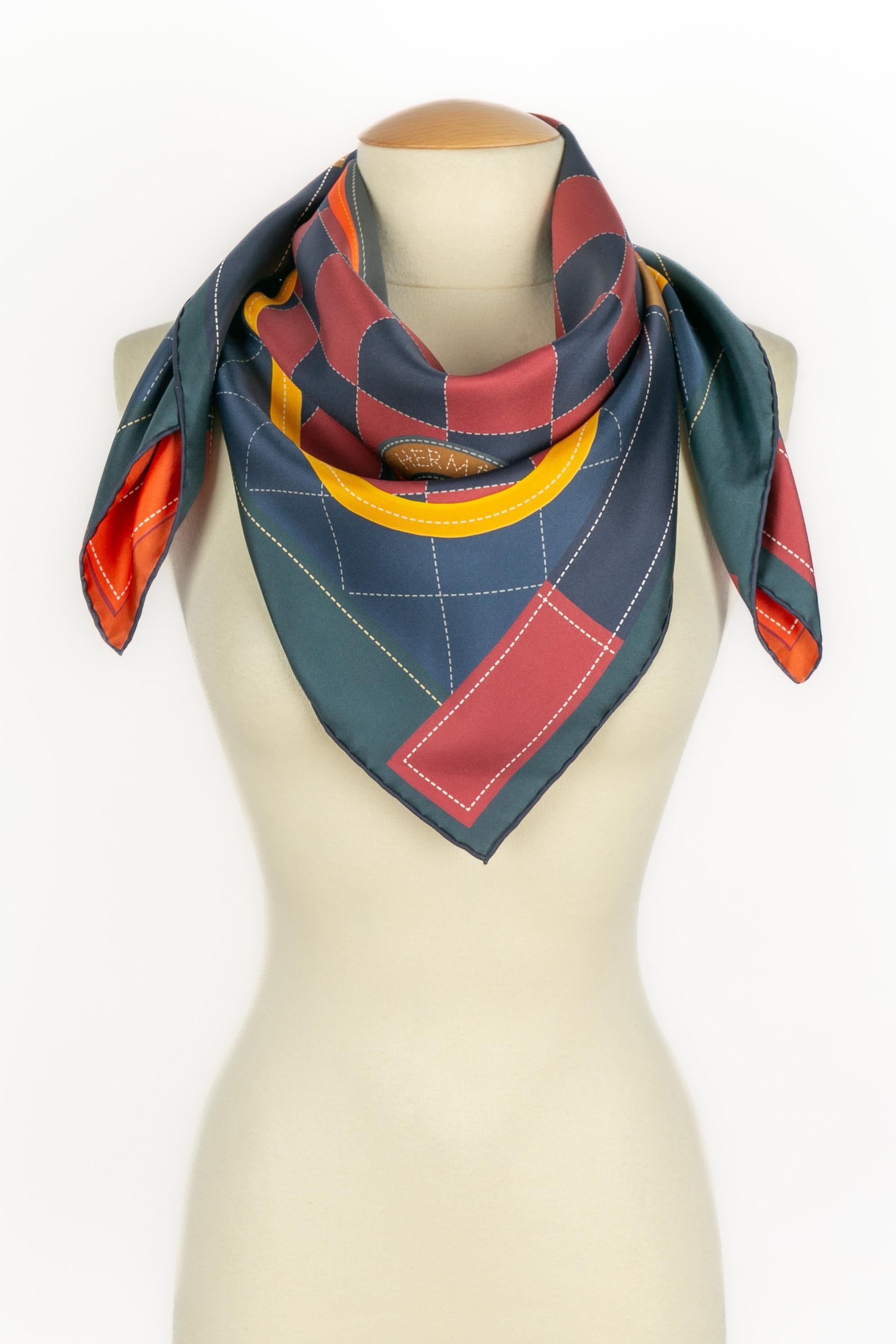 Foulard / écharpe double face 'saddle cloth' d'Hermès en vente 3