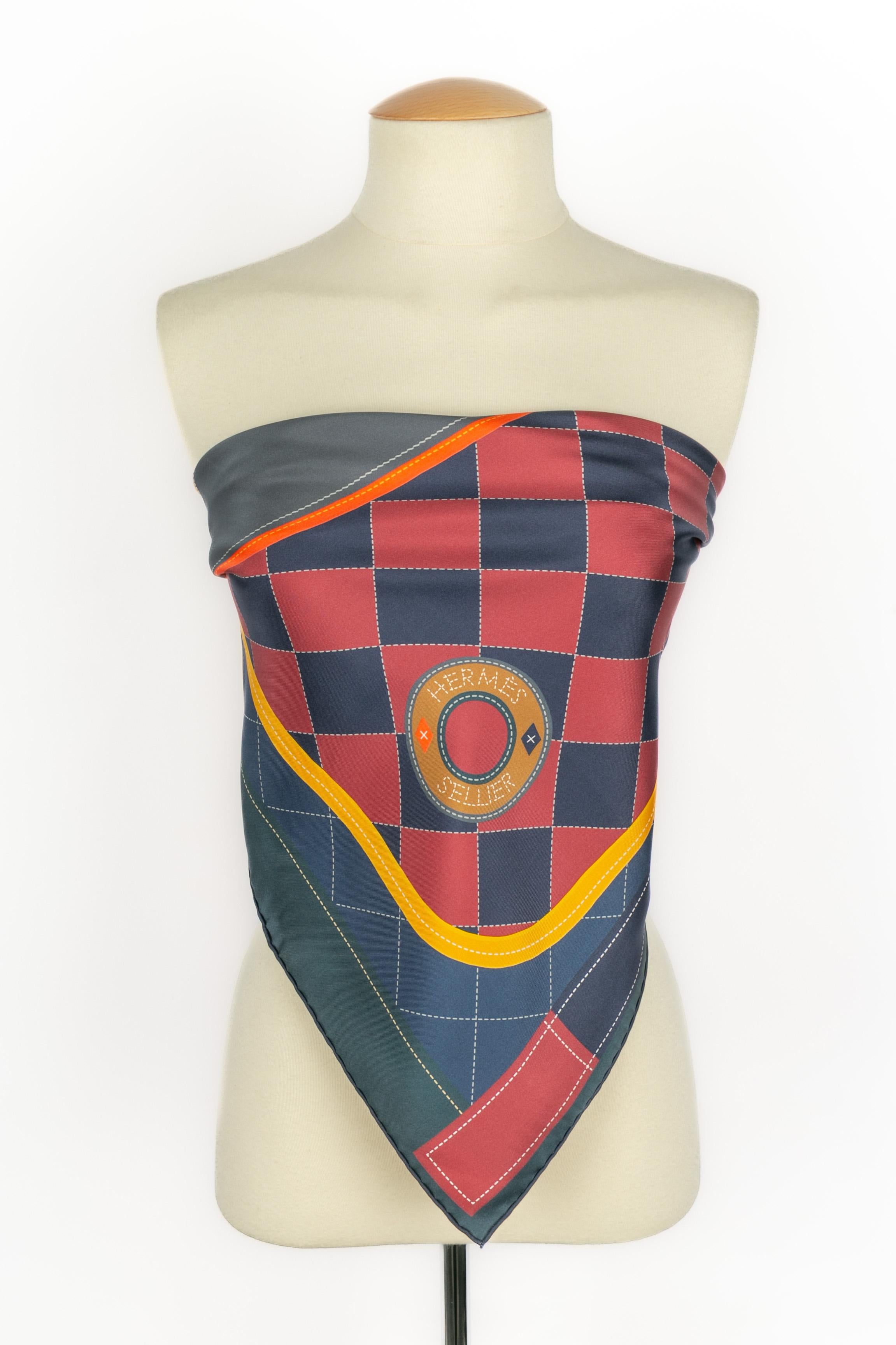 Foulard / écharpe double face 'saddle cloth' d'Hermès en vente 4