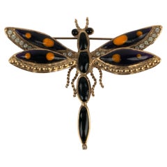 Gripoix glass paste dragonfly brooch