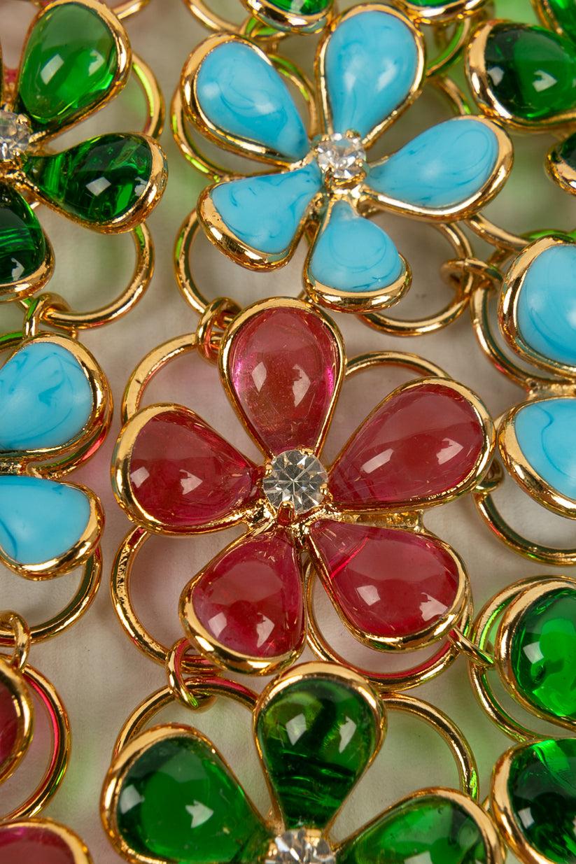 Collier Augustine en métal doré et fleurs en pâte de verre Pour femmes en vente