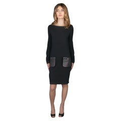 Chanel 2010s Black Lamb Leather Wool Dress Size 36FR by Karl Lagerfeld