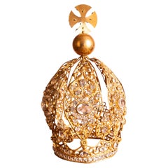 Golden metal votive crown circa 1900s-1920s