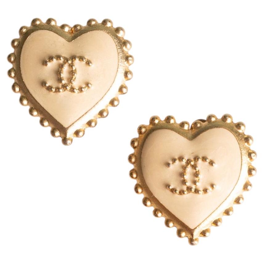 Chanel heart earrings by Karl Lagerfeld Spring 2007 For Sale