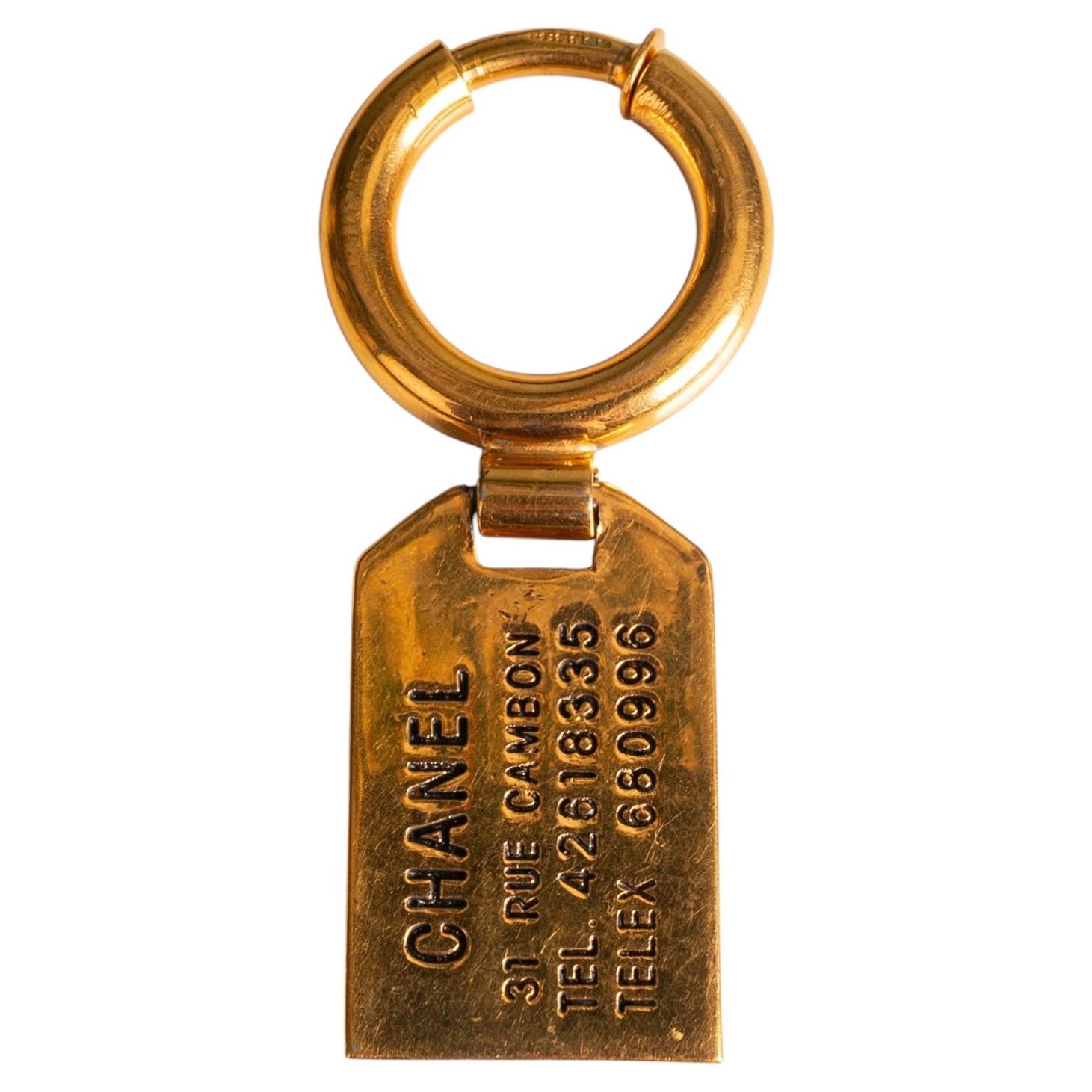 Chanel Vintage Gold Plated Rue Cambon CC Keychain Bag Charm