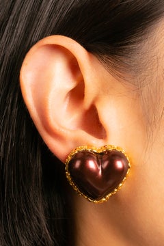 Chanel heart earrings by Karl Lagerfeld Spring 1992