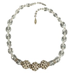 Antique necklace with rhinestone beads