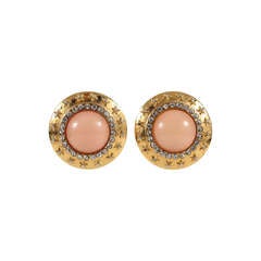 Chanel Faux Coral, Gilt & Rhinestone Ear Clips 11