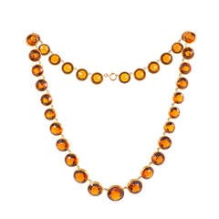 Vintage Amber Faceted Crystal and Gilt Sautoir