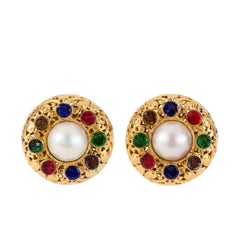 Chanel Gripoix Filagree Clip Earrings