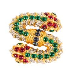 Double Headed Serpent Pin by Kenneth Jay Lane at 1stDibs