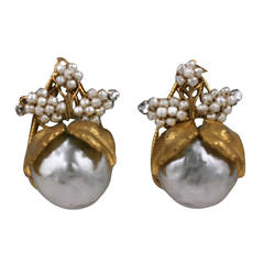 Miriam Haskell Pearl Bud Earrings