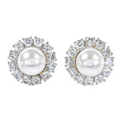 Faux Diamond Pearl Cluster Earclips